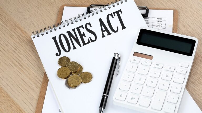 JONES ACT text with chart and calculator and coins