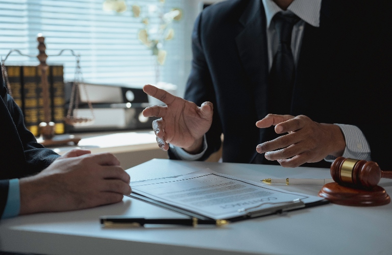 lawyer is working with documents